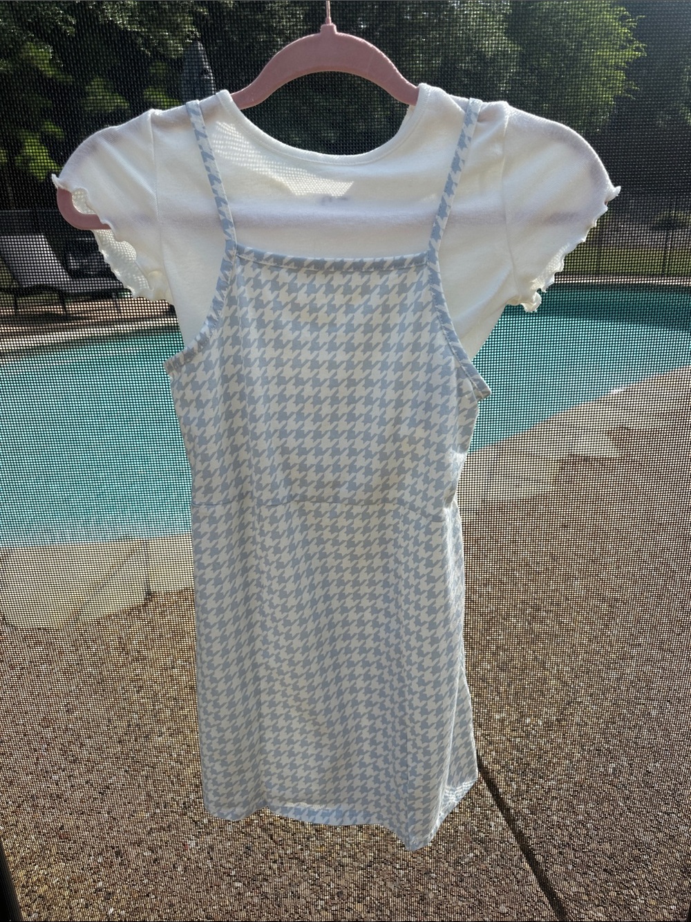 art class White and Light Blue Houndstooth Tank Dress